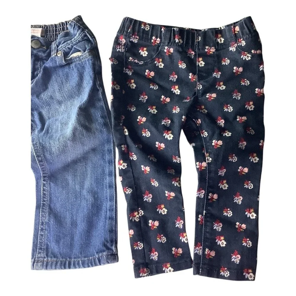 Old Navy Jeggings & Denim Jeans Baby Girl 18-24M Multicolor Floral Elastic Waist